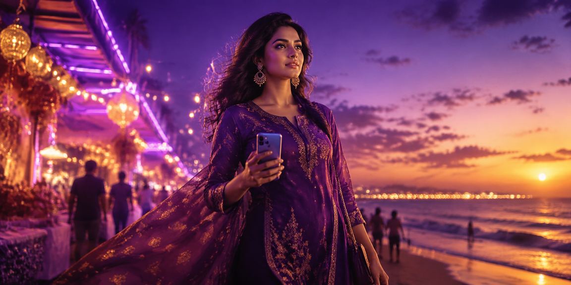 Indian user playing online betting on mobile device